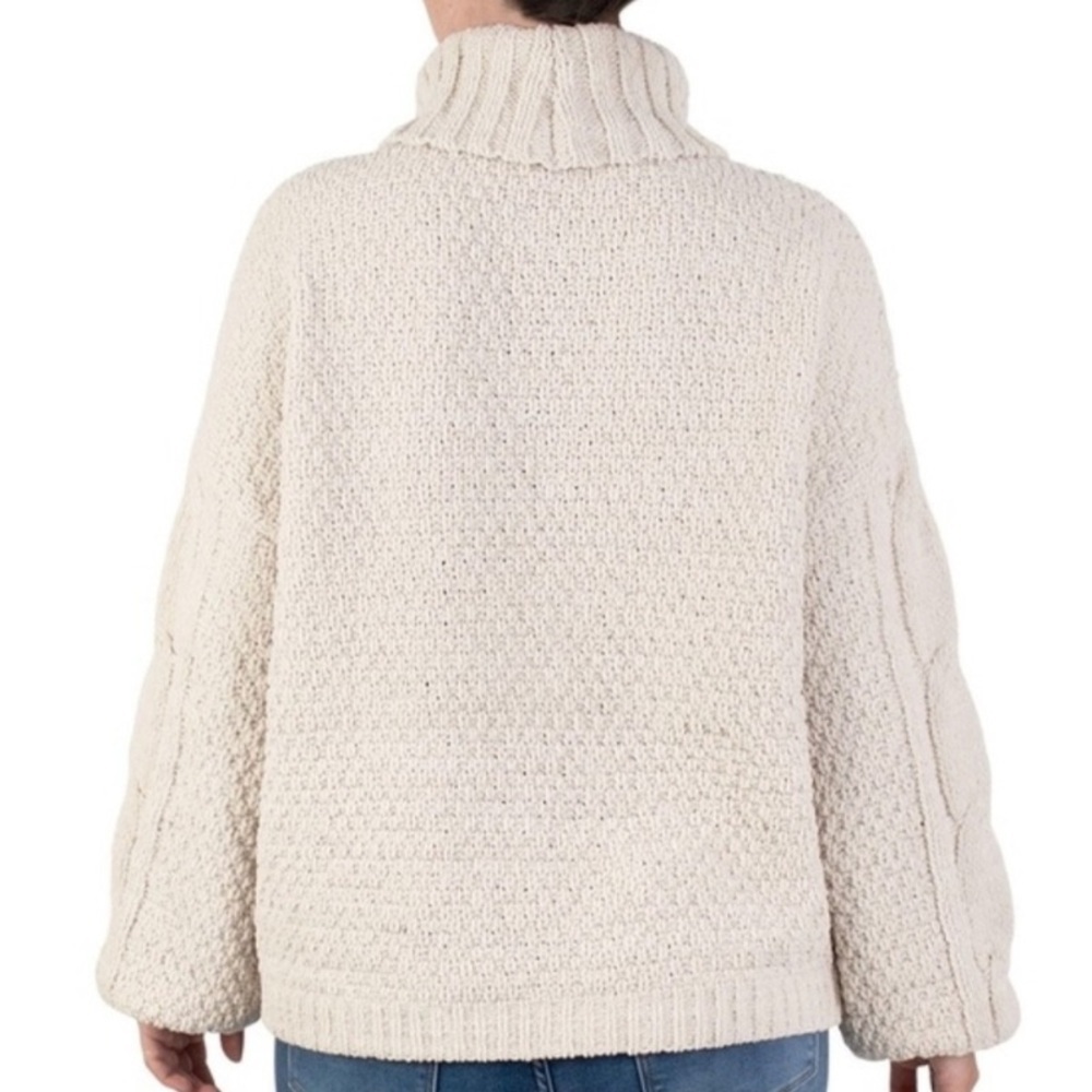 Cable Knit Ivory Cream Chenille Sweater - Picture 5 of 10